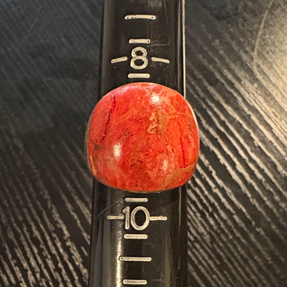 Silver ring women’s size 9 orange stone